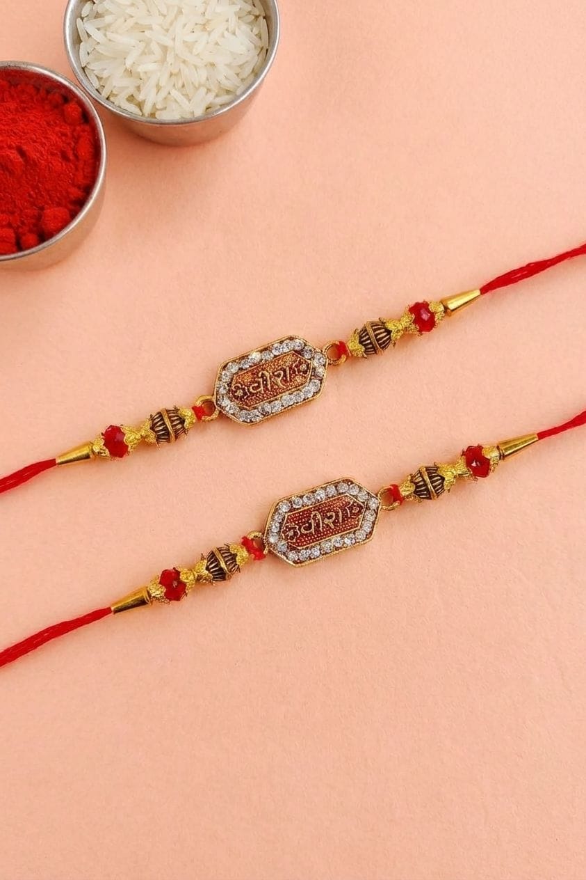 Multicolor Rakhi Set - Alloy, Crystal, Fabric Rakhi for Brothers & Couples