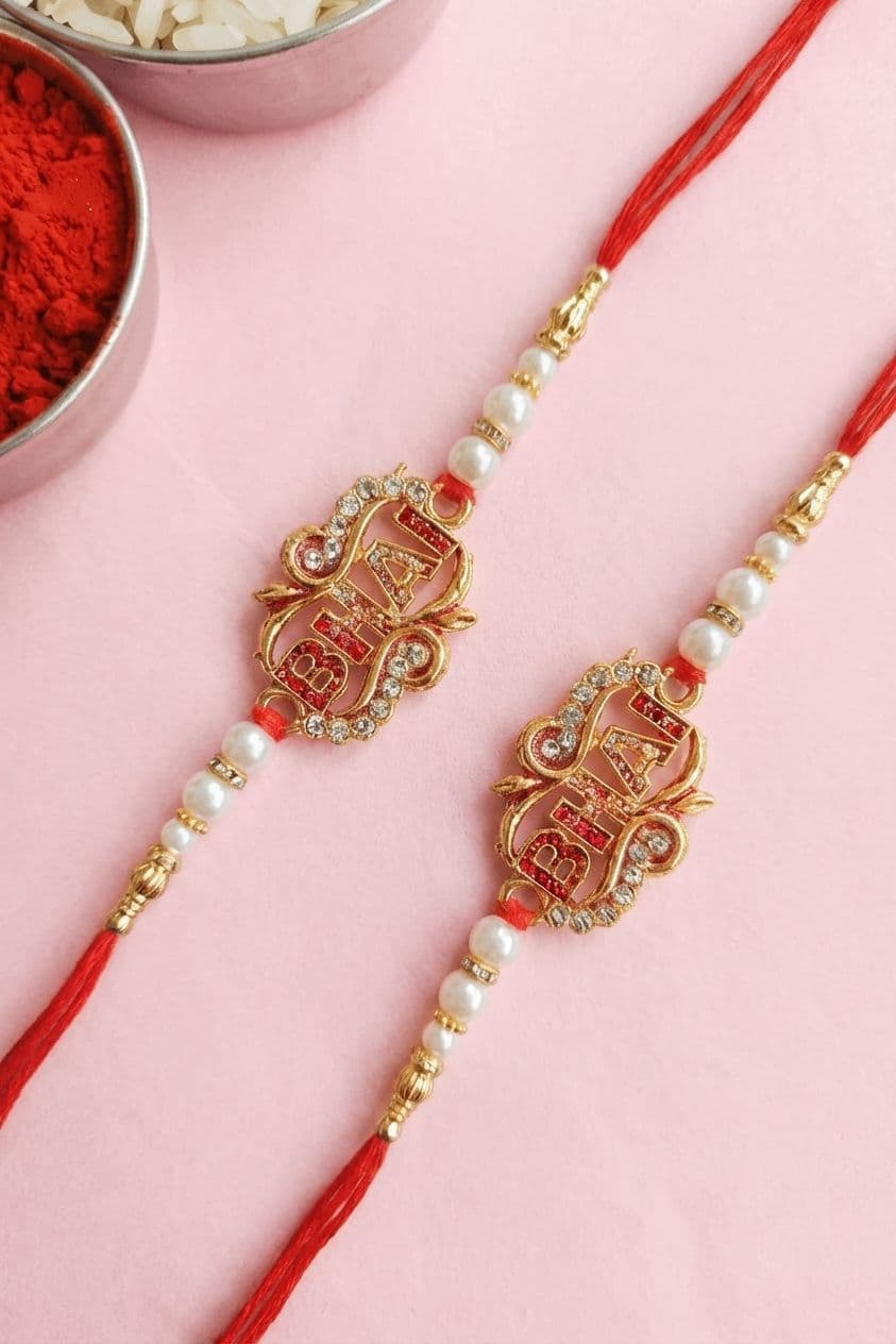 Multi-Color Fabric-Embellished Rakhi Set for Brothers 2026: Alloy, Crystal
