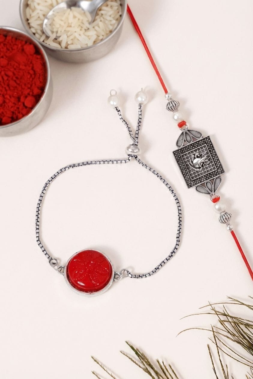 Silver Brass Bhaiya Bhabhi Dazzle - Unsurpassed Rakhi Set for Brother 2026