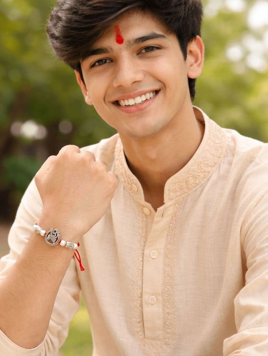 Brother's Bond Delight: Oxidised Silver Rakhi - Exquisite and Durable