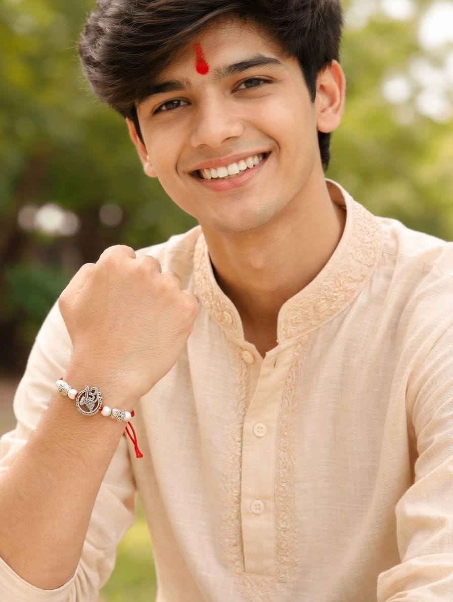 Brother's Bond Delight: Oxidised Silver Rakhi - Exquisite and Durable