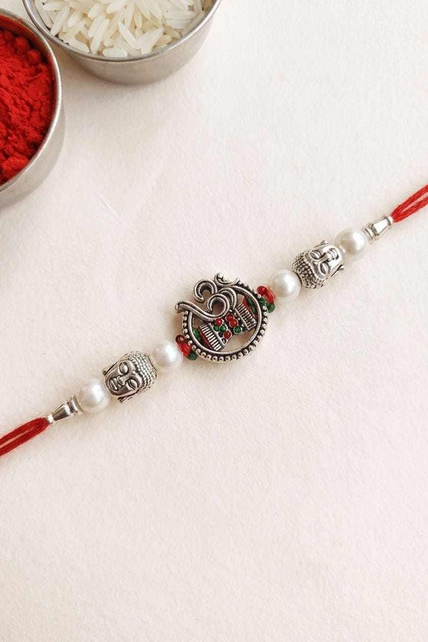 Oxidised Silver Rakhi with OM Symbol for Brother - 2026 Collection