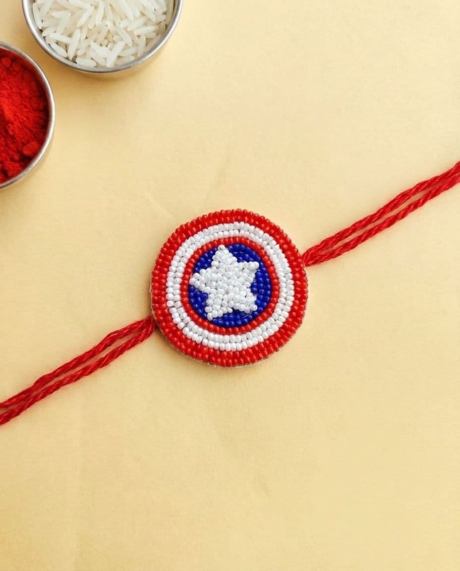 Multicolor Handmade Captain America Kids Rakhi Charm for Superhero Brother