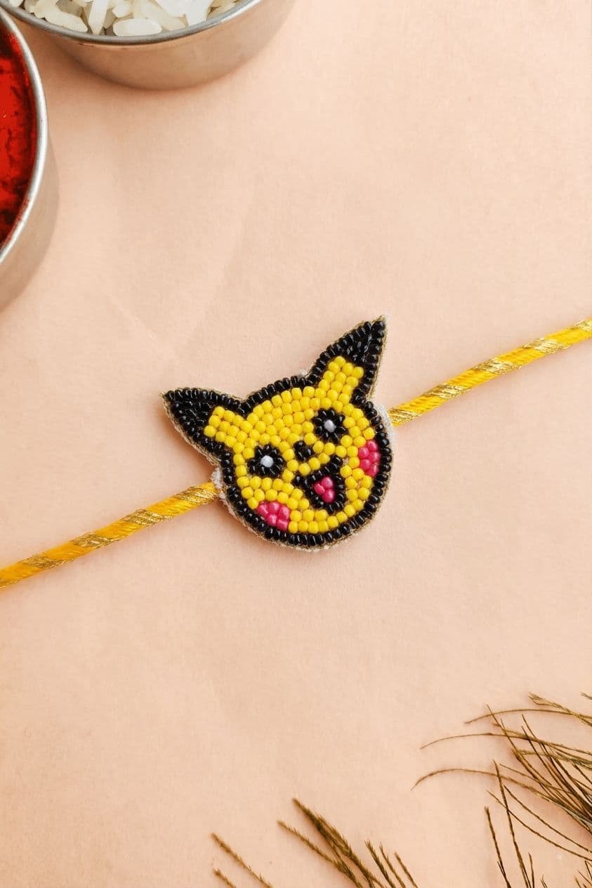 Beaded Pikachu Delight - Multicolored Handmade Kids Rakhi for 2026