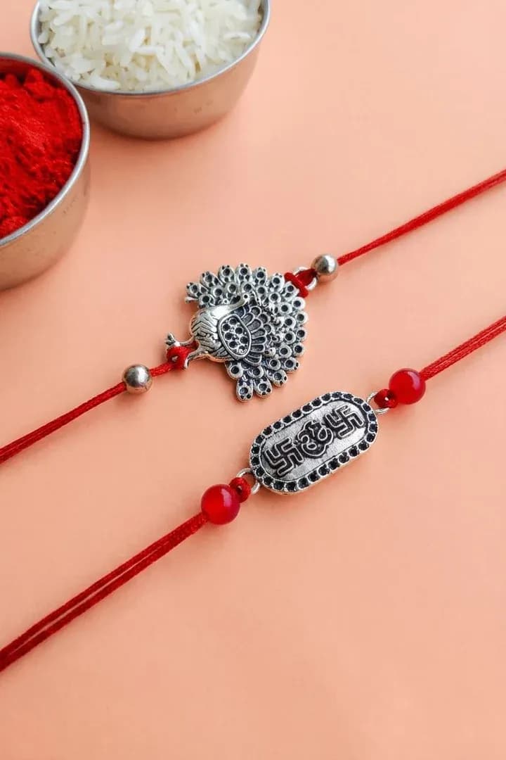 Oxidised Bliss - Silver Rakhi for Brother, Traditionally Crafted in India