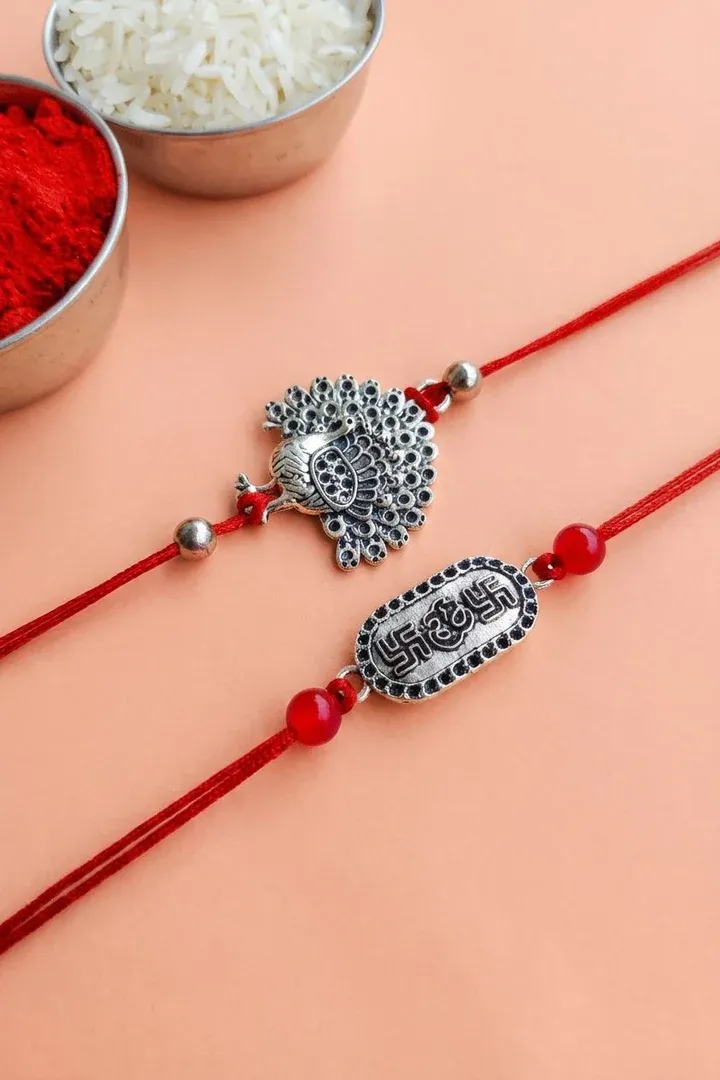 Oxidised Bliss - Silver Rakhi for Brother, Traditionally Crafted in India